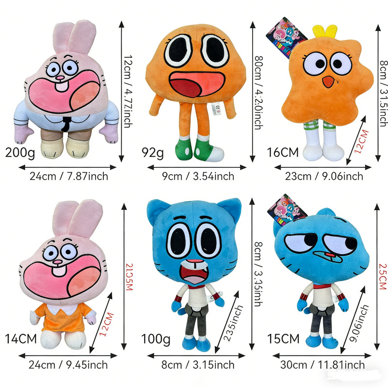 7 สไตล์ World Of Gumball Darwin ตุ๊กตาตุ๊กตาการ์ตูนกล้วย Joe Anais Richard Nicole Plushie Kawaii นุ่