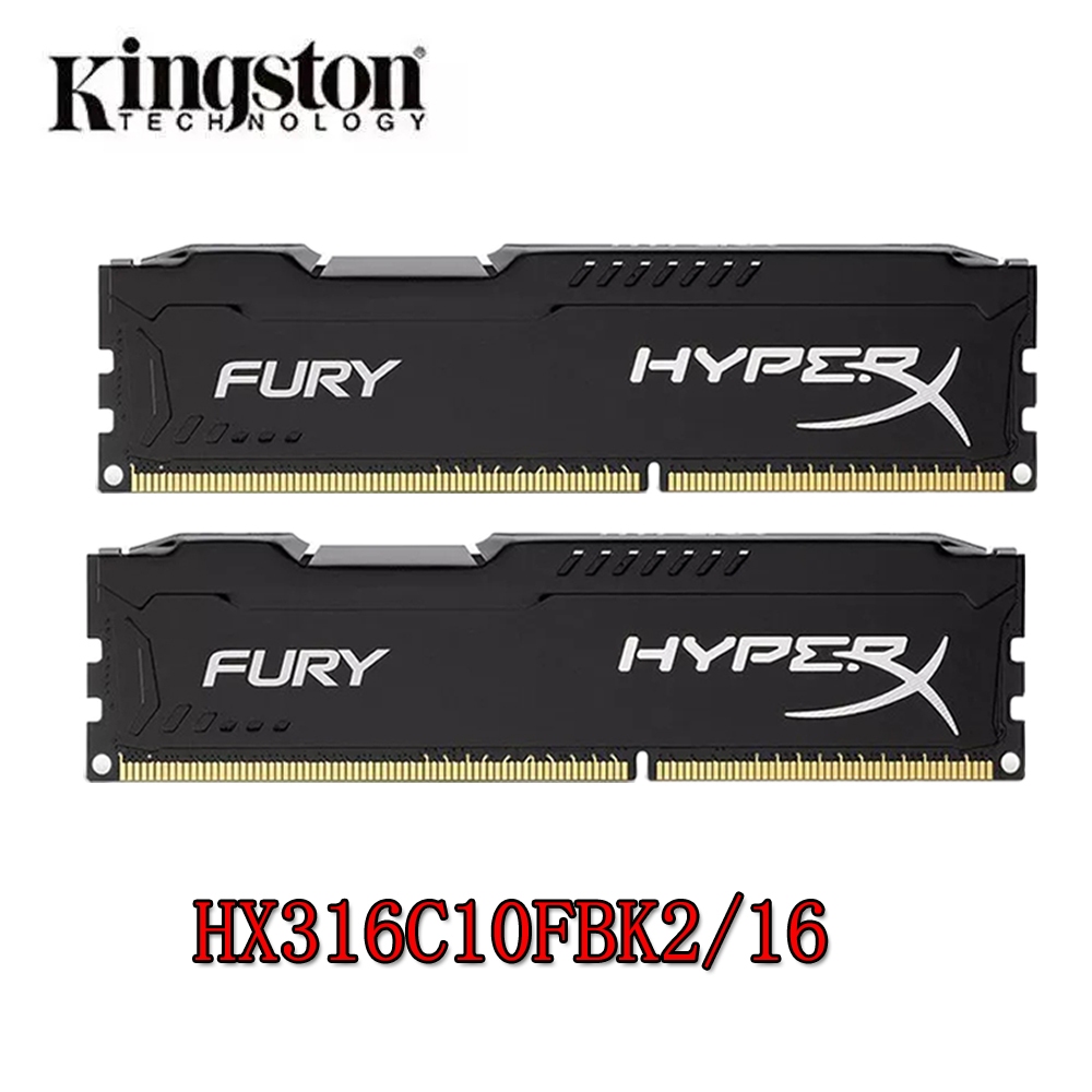 ชุด Kingston HyperX Fury DDR3 RAM 16GB (2x 8GB) DDR3 1600MHz HX316C10FBK2/16 หน่วยความจําเดสก์ท็อปสี