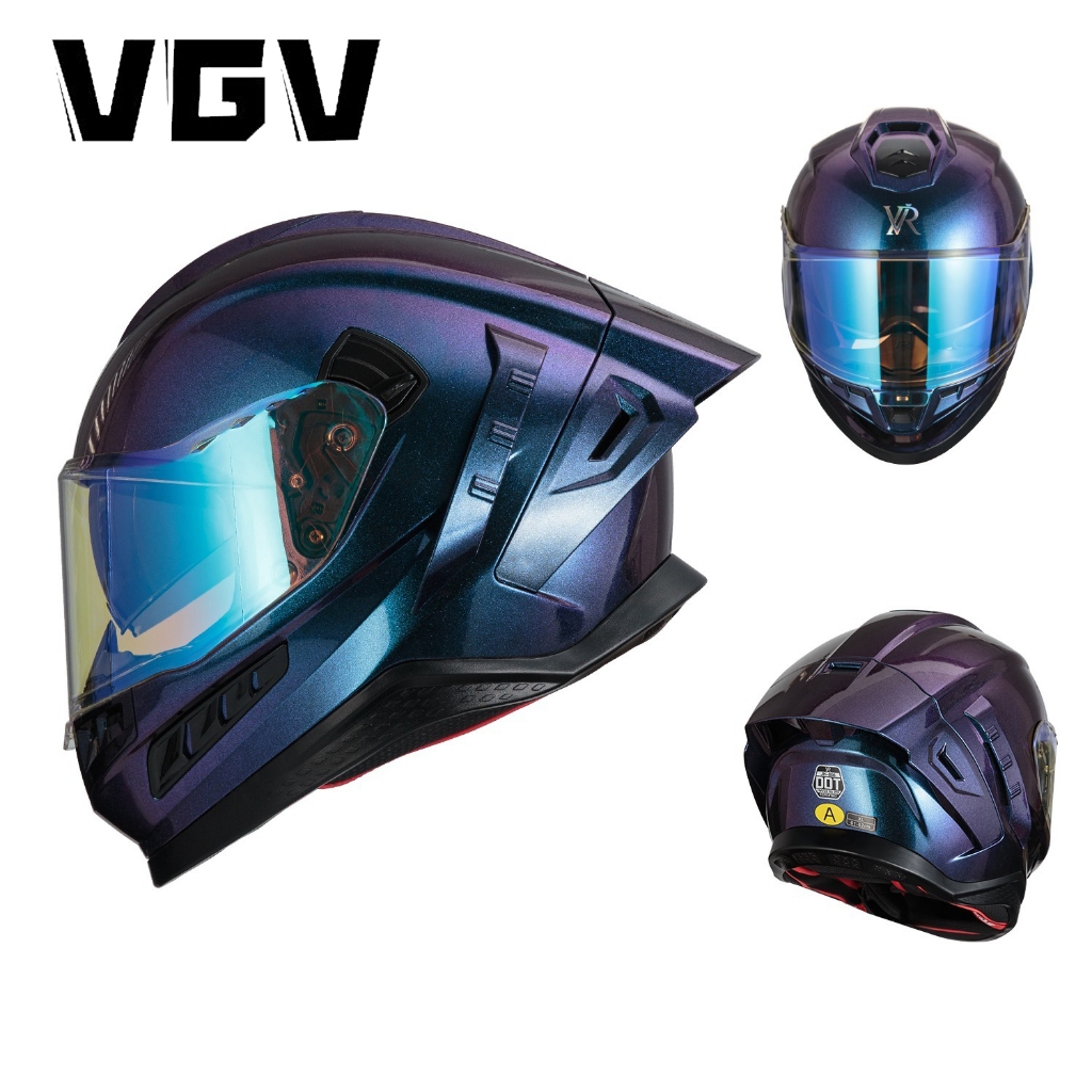VGV หมวกกันน็อครถจักรยานยนต์การออกแบบใหม่ติดตั้งได้บลูทูธซับที่ถอดออกได้เลนส์คู่สี่ฤดูกาลสากลผู้ชายผ