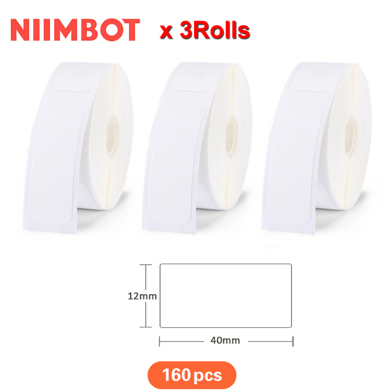 ฉลากสีขาวสามม้วนเหมาะสําหรับเครื่องพิมพ์ nimmbot D11/D110/D101/H1