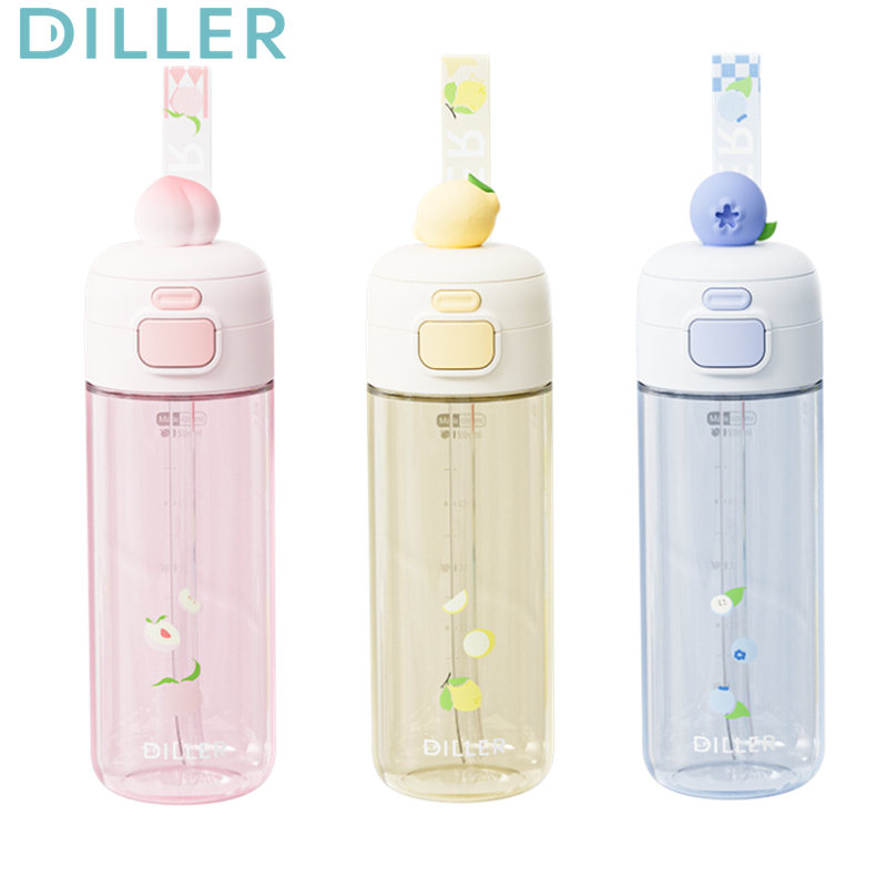Dillert Tritan Fruit Water Bottle BPA-Free, Dual Head, Leakproof, 600ml D2628