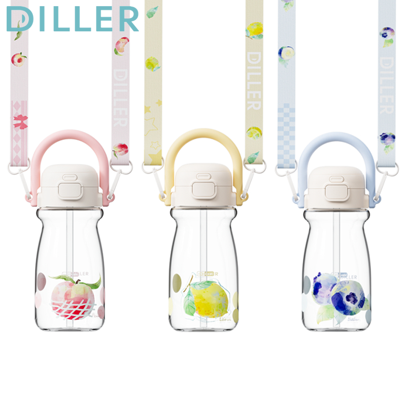 Dillert Tritan Fruit Water Bottle BPA-Free, Dual Head, Leakproof, With Strap and Handle 720ml D2623