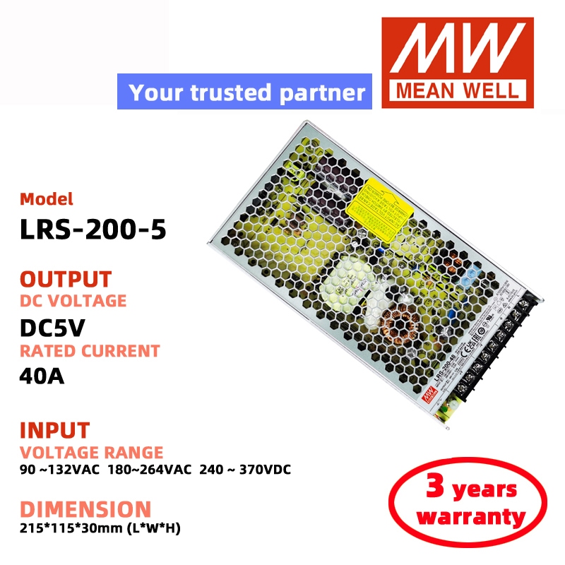 MEAN WELL LRS-200-24 LRS-200-12 LRS-200-15 LRS-200-5 LRS-200-36 LRS-200-48 Switching Power Supply Me