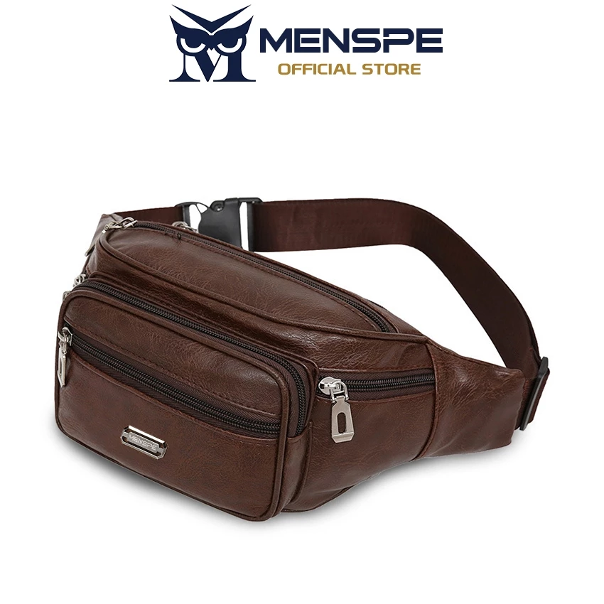 MENSPE กระเป๋าคาดหน้าอก Unisex กันน้ํา PU กระเป๋ากีฬาความจุขนาดใหญ่กระเป๋าลําลอง Messenger