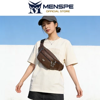MENSPE กระเป๋าคาดหน้าอก Unisex กันน้ํา PU กระเป๋ากีฬาความจุขนาดใหญ่กระเป๋าลําลอง Messenger