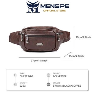 MENSPE กระเป๋าคาดหน้าอก Unisex กันน้ํา PU กระเป๋ากีฬาความจุขนาดใหญ่กระเป๋าลําลอง Messenger