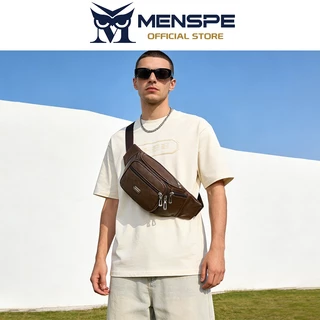 MENSPE กระเป๋าคาดหน้าอก Unisex กันน้ํา PU กระเป๋ากีฬาความจุขนาดใหญ่กระเป๋าลําลอง Messenger