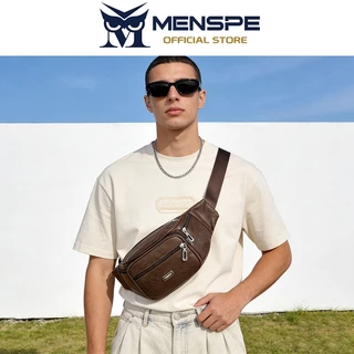 MENSPE กระเป๋าคาดหน้าอก Unisex กันน้ํา PU กระเป๋ากีฬาความจุขนาดใหญ่กระเป๋าลําลอง Messenger