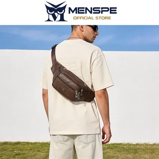 MENSPE กระเป๋าคาดหน้าอก Unisex กันน้ํา PU กระเป๋ากีฬาความจุขนาดใหญ่กระเป๋าลําลอง Messenger