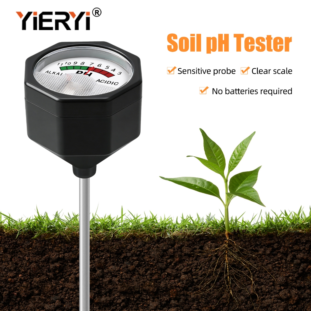 YIERYi เครื่องทดสอบ pH ของดิน: ปราศจากแบตเตอรี่, ปลั๊กอินทดสอบ, การวัดระดับ pH จาก 3 ถึง 11Your Garden และ Potted Planting Companion
