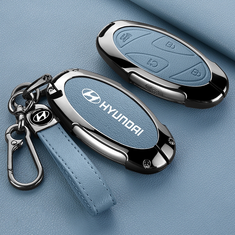 MentalCar key CaseสําหรับHyundai Ionic 6 Grandeur SantaFe 2025 staria 2024 Tucson 2024-2025 GN7 Kona Ev 2023 Kulit kunci mobilกันกระแทกKeychianอุปกรณ์เสริมในรถยนต์