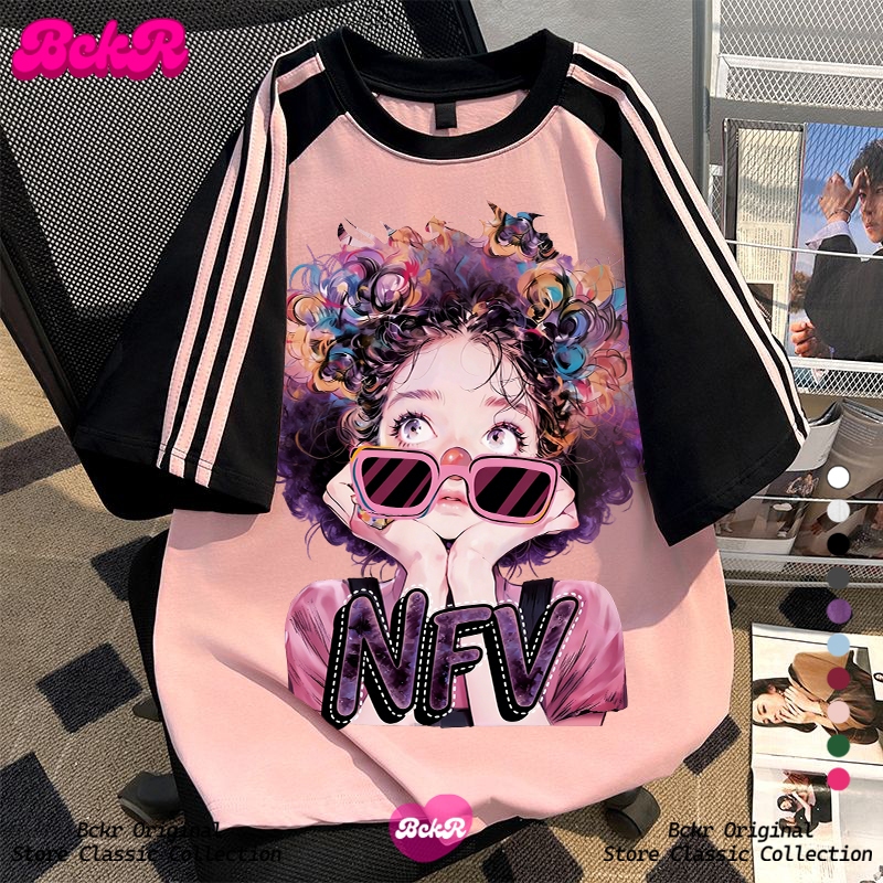 【จัดส่งตลอด 24 ชั่วโมง】🔥BCKR ลายกราฟฟิตี้เด็กผู้หญิง คอกลม oversize เสื้อ🍒 เสื้อผญ เสื่อยืด YG4528