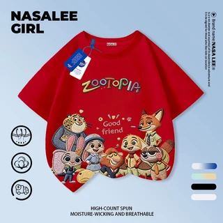 【จัดส่งภายในวันเดียวกัน】 เสื้อยืดผ้าฝ้ายสำหรับเด็ก NASA สีขาว ลายกระต่าย จิ้งจอก และผองเพื่อน สำหรับเด็กอายุ 3-16 ปี ทั้งผู้ชายและเด็กผู้หญิง ทรงหลวม เสื้อสงกรานต์