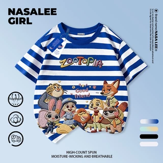 【จัดส่งภายในวันเดียวกัน】 เสื้อยืดผ้าฝ้ายสำหรับเด็ก NASA สีขาว ลายกระต่าย จิ้งจอก และผองเพื่อน สำหรับเด็กอายุ 3-16 ปี ทั้งผู้ชายและเด็กผู้หญิง ทรงหลวม เสื้อสงกรานต์