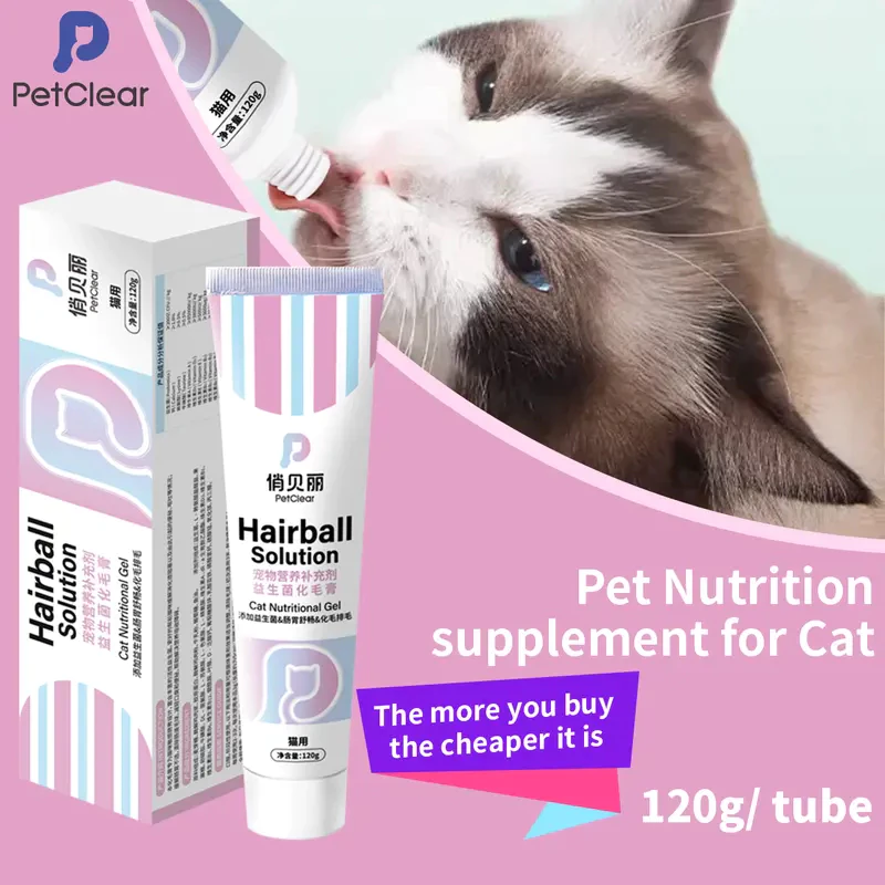 【ซื้อ4แถม1แถมช้อน】เจลกำจัดก้อนขนแมว 120g ช่วยระบายก้อนขน ลดอาการอาเจียน ขนมแมวเลีย PETCLEAR