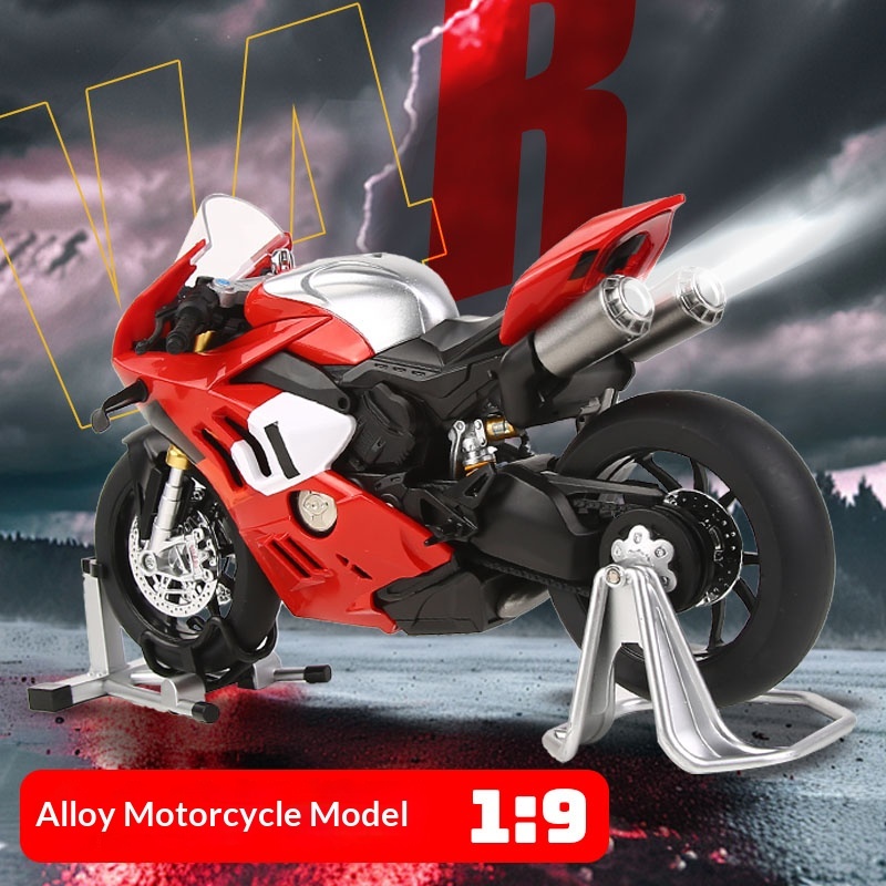 DL 1:9 Ducati V4R รถจักรยานยนต์โลหะของเล่นรถรุ่นรถ Diecast สําหรับเด็กเด็กจําลองเสียง Light Effect ของขวัญงานอดิเรกคอลเลกชัน