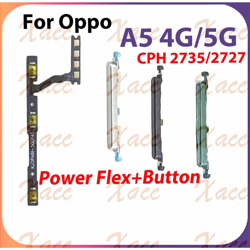 สําหรับ Oppo A5 4G 5G Cph2735 Cph2727 ปุ่มปรับระดับเสียงไฟ Flex Cable พร้อม ON OFF ด้านข้าง Key เอาต์พุตริบบิ้นอะไหล่ซ่อมโทรศัพท์ติดตั้งเปลี่ยน