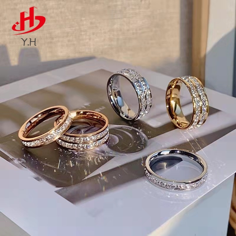 ⭐Y.H⭐ 316L  แหวนคู่รักเพชรสแตนเลส 18K ไม่จาง