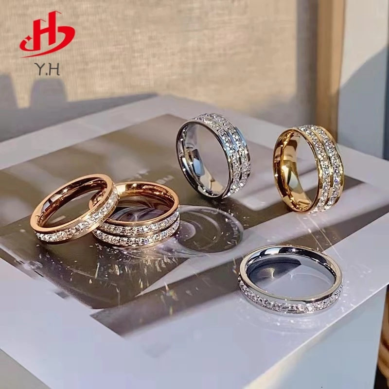⭐Y.H⭐ 316L แหวนคู่รักเพชรสแตนเลส 18K ไม่จาง
