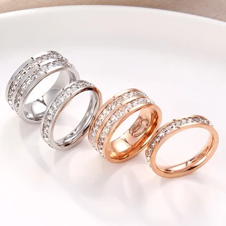 ⭐Y.H⭐ 316L แหวนคู่รักเพชรสแตนเลส 18K ไม่จาง