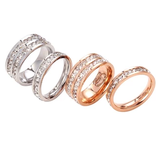 ⭐Y.H⭐ 316L แหวนคู่รักเพชรสแตนเลส 18K ไม่จาง
