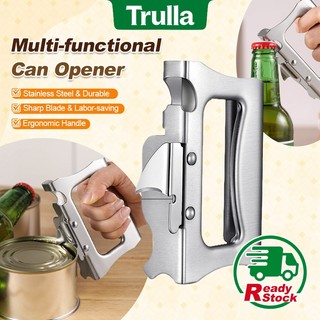 [New Arrival] Heavy Duty Stainless Steel Can Opener | Multifunctional Manual Jar & Bottle Opener for Seniors, Kitchen Tool with Easy Grip Handle 不锈钢开罐器