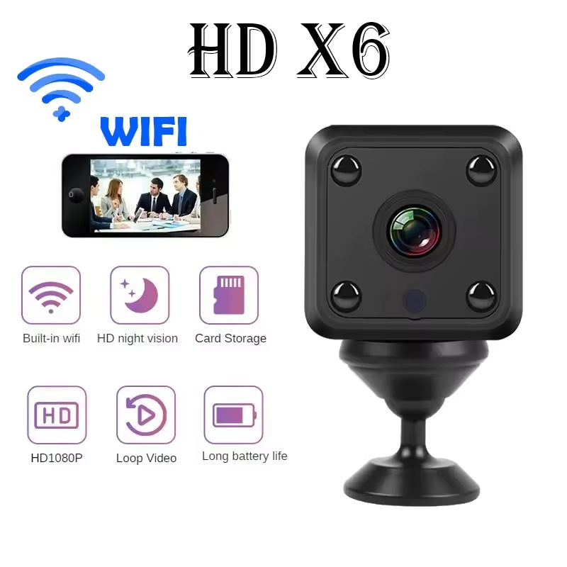 X6 Mini WiFi กล้อง IP HD 1080P การเฝ้าระวังความปลอดภัยไร้สาย Micro Cam Night Vision สมาร์ทบ้านกีฬา M