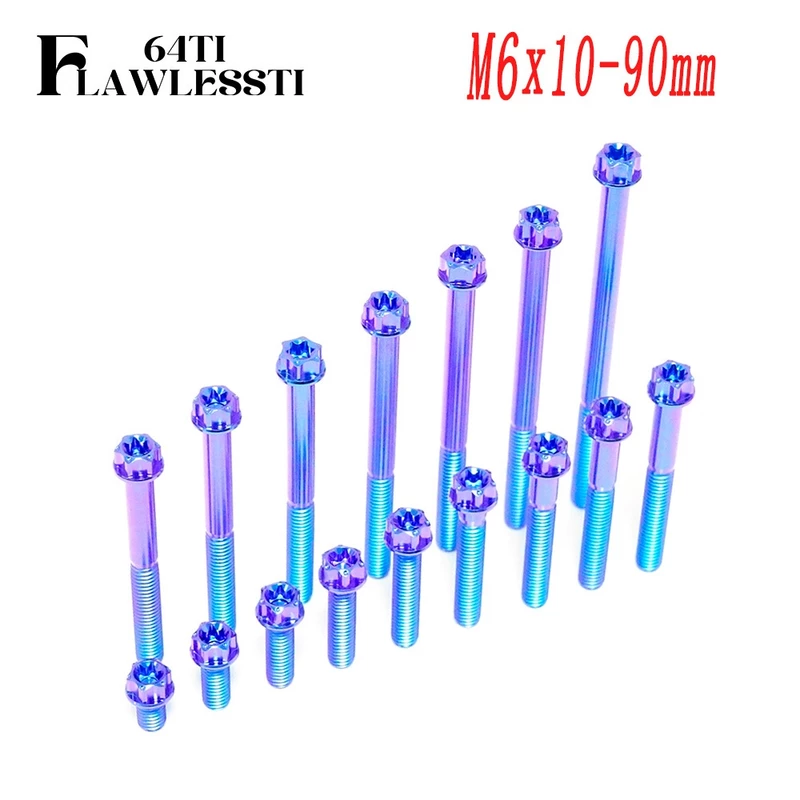 FLAWLESSTI M6x10-90 มม.G5 ไทเทเนียม Bolt เครื่องยนต์ Crankcase ฝาครอบ Bolt เบรคปั๊ม Bolt สําหรับ Honda Forza 350 Wave 12