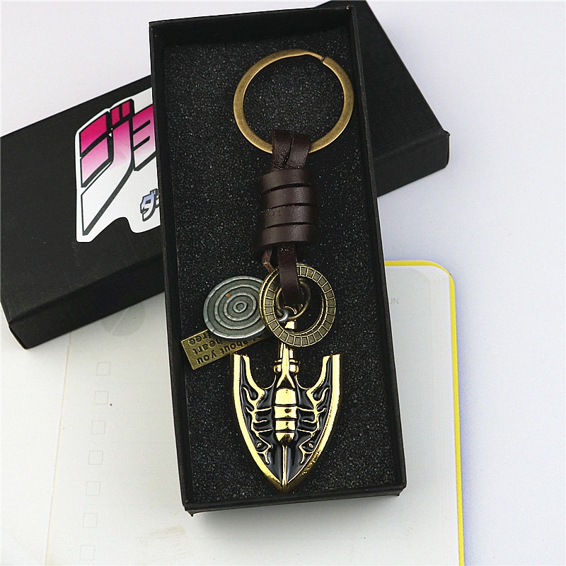 JoJos Bizarre Adventure พวงกุญแจอะนิเมะ JOJO จี้หนัง Key Chains พวงกุญแจรถอุปกรณ์เสริมของขวัญ