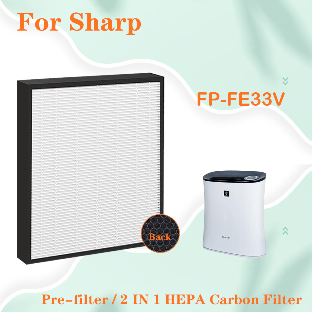 กรองอากาศสําหรับเครื่องฟอกอากาศ Sharp FP-FE33V,เปลี่ยน 2 IN 1 HEPA Carbon Filter FZ-F30HFE