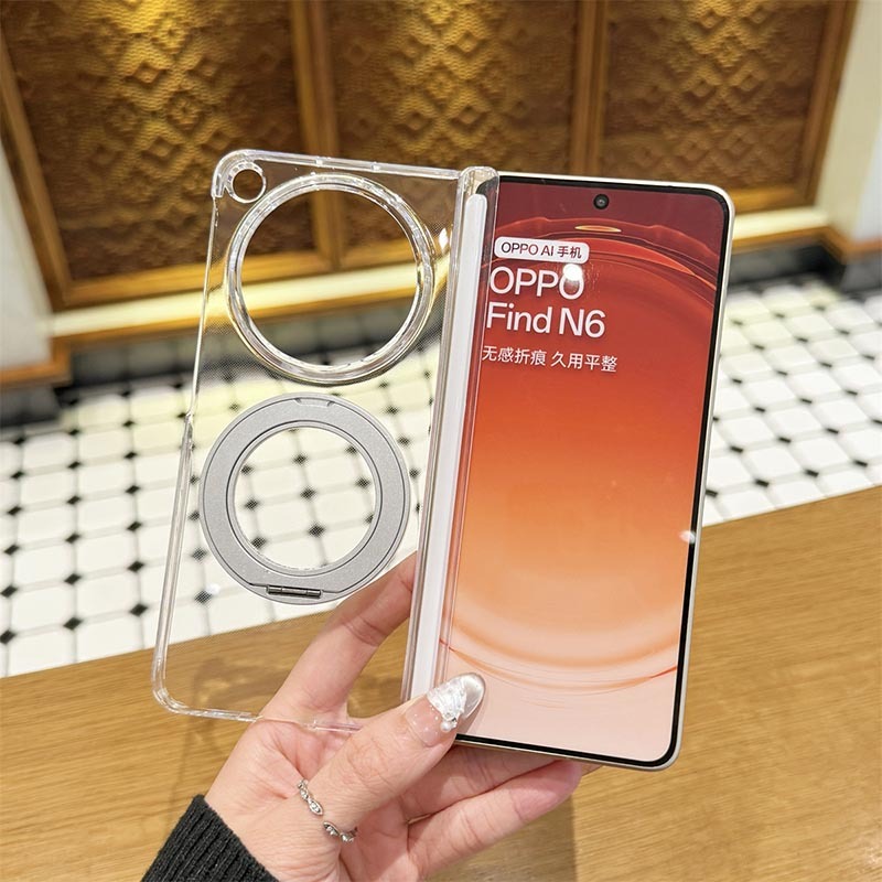 ค้นหา N6 เคสสําหรับ OPPO Find N6 แหวนแม่เหล็กใสขาตั้งกันกระแทกเคสโทรศัพท์มือถือฝาครอบ