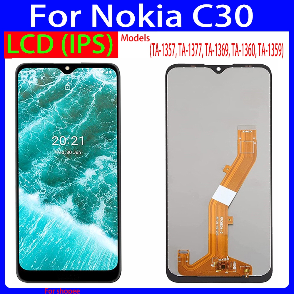 Original 6.82 "สําหรับ Nokia C30 LCD TA-1357 TA-1377 TA-1369 TA-1360 TA-1359 จอแสดงผล Touch Screen D