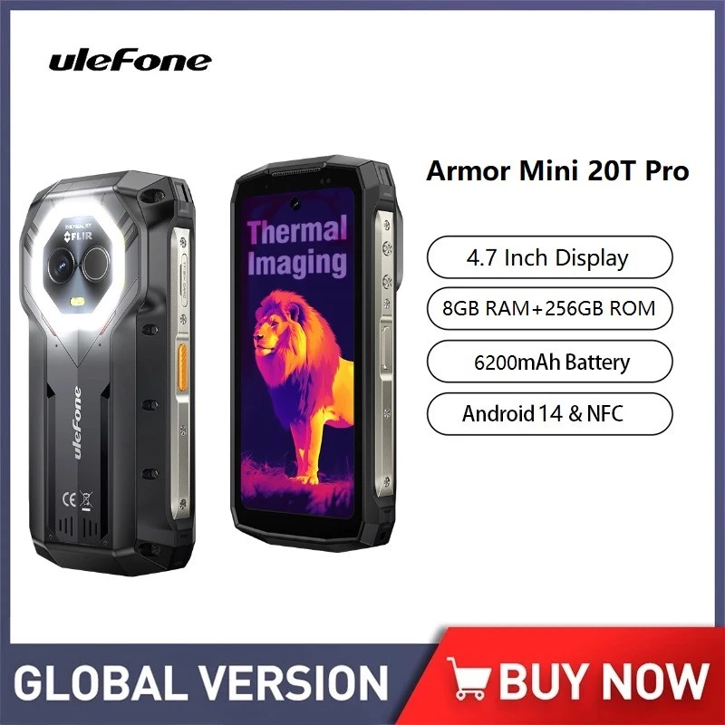 Ulefone Armor Mini 20T Pro 5Gโทรศัพท์ที่ทนทานAndroid 14 สมาร์ทโฟน 6200mAh 16GB + 256GB 33W