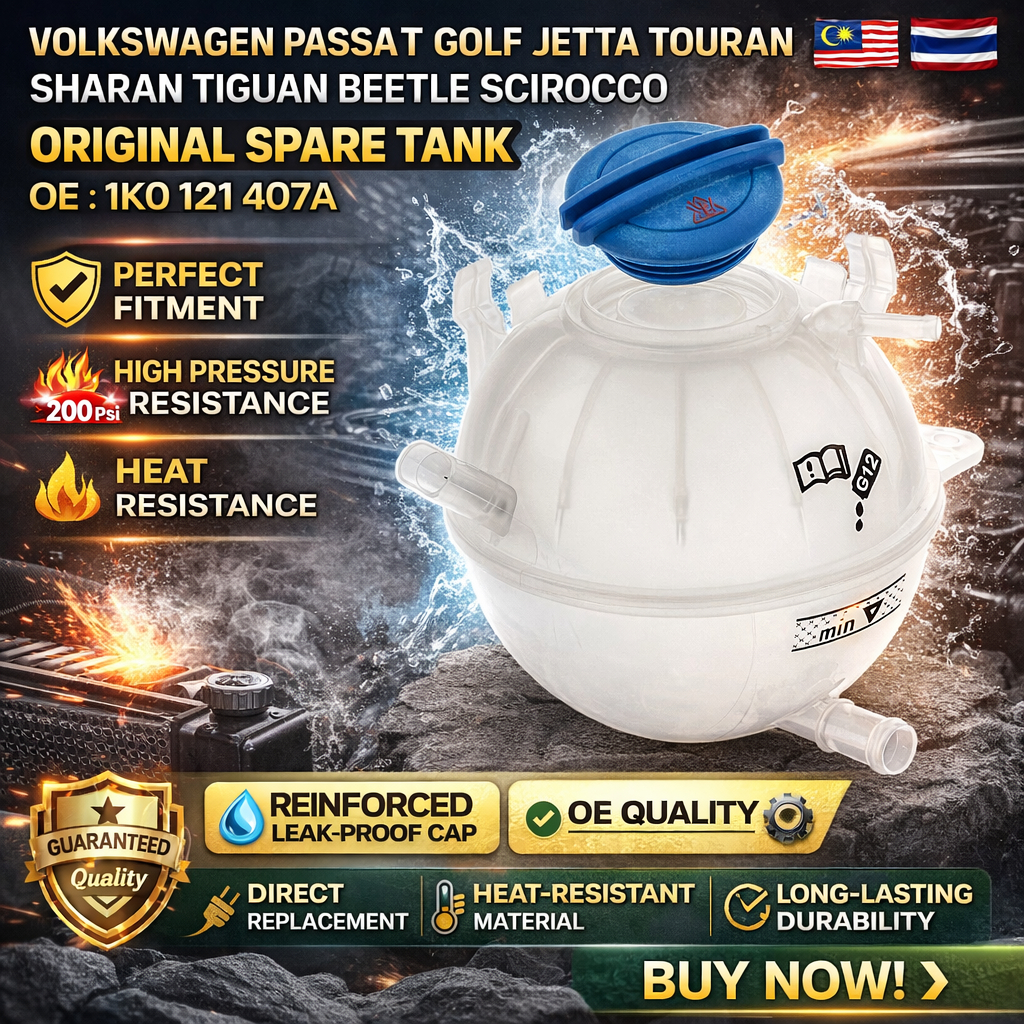 ( ของแท้ 100% ) LANCHE 1K0121407A อ่างเก็บน้ำหล่อเย็นใหม่สำหรับ VW Jetta Passat Golf กระต่ายด้วงออดี้ A3