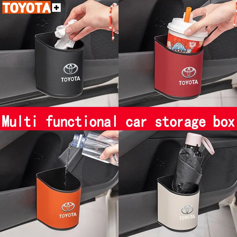 TOYOTA รถถังเก็บรถประตูที่วางแก้วถังขยะร่มเก็บ Nappa หนังรถกล่องเก็บสําหรับ Corolla Cross YARIS ALTI