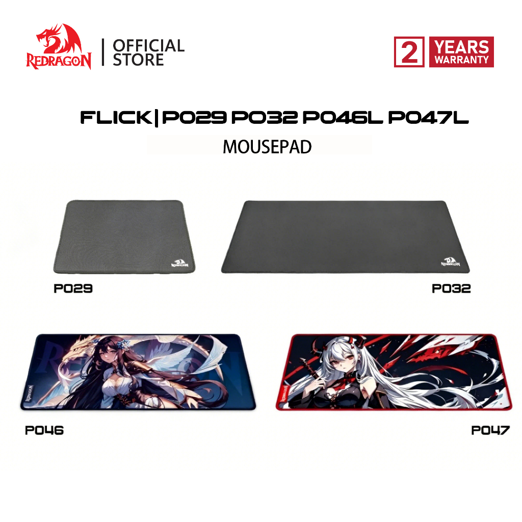 แผ่นรองเมาส์เกมมิ่ง Redragon FLICK P029|พี032|P046-L|P047-L รองเท้าแตะกันลื่นดีไซน์สบาย