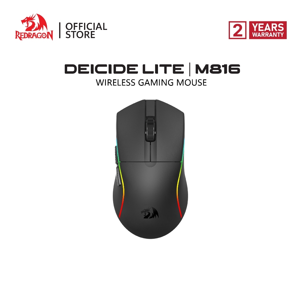 Redragon DEICIDE M816-LITE 3 โหมดไร้สาย RGB เมาส์สําหรับเล่นเกม 61g Ultra-Light 10K DPI ชาร์จ