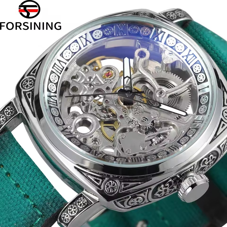 Forsining Brand Fashion Business Luxury Nylon Band Automatic Mechanical Mens Watch