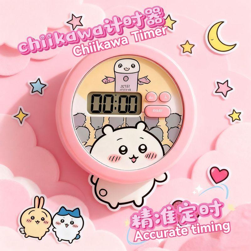 Chikawa Themed Cute Timer – เครื่องมือนับถอยหลังห้องครัวและห้องน้ําน่ารักพร้อมผลิตภัณฑ์ตกแต่ง Wobble ที่แม่นยํา IL41