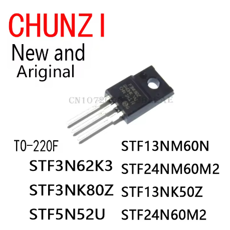 5PCS ใหม่และต้นฉบับ 24NM60 13NM60 TO-220F STF3N62K3 STF3NK80Z STF5N52U STF13NM60N STF24NM60M2 STF13N