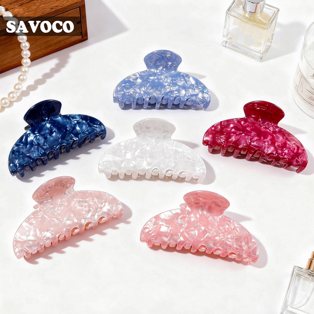 SAVOCO คลิปผมสีสันสำหรับผู้หญิงคลิปจับฉลามสว่างสำหรับผู้หญิงอุปกรณ์เสริมผม SC283