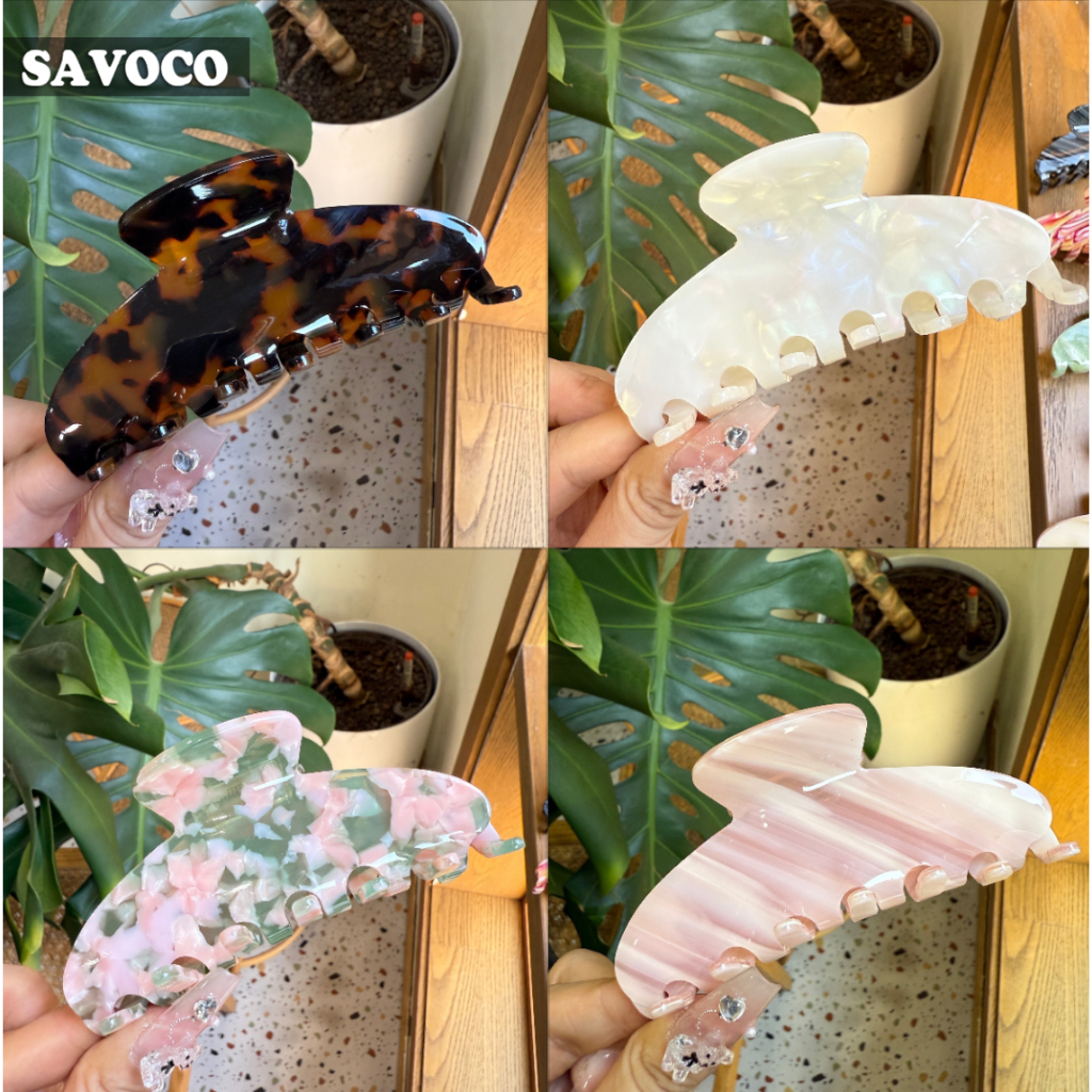 SAVOCO ใหม่สีแบนรูปร่างผมคลิปฉลามจับคลิปสำหรับผู้หญิงอุปกรณ์เสริมผม SC282