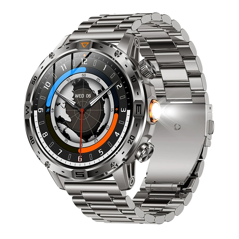 AK91 HD AMOLED สมาร์ทวอท์ชผู้ชายกีฬาฟิตเนสไฟฉาย LED IP68 กันน้ําไร้สาย