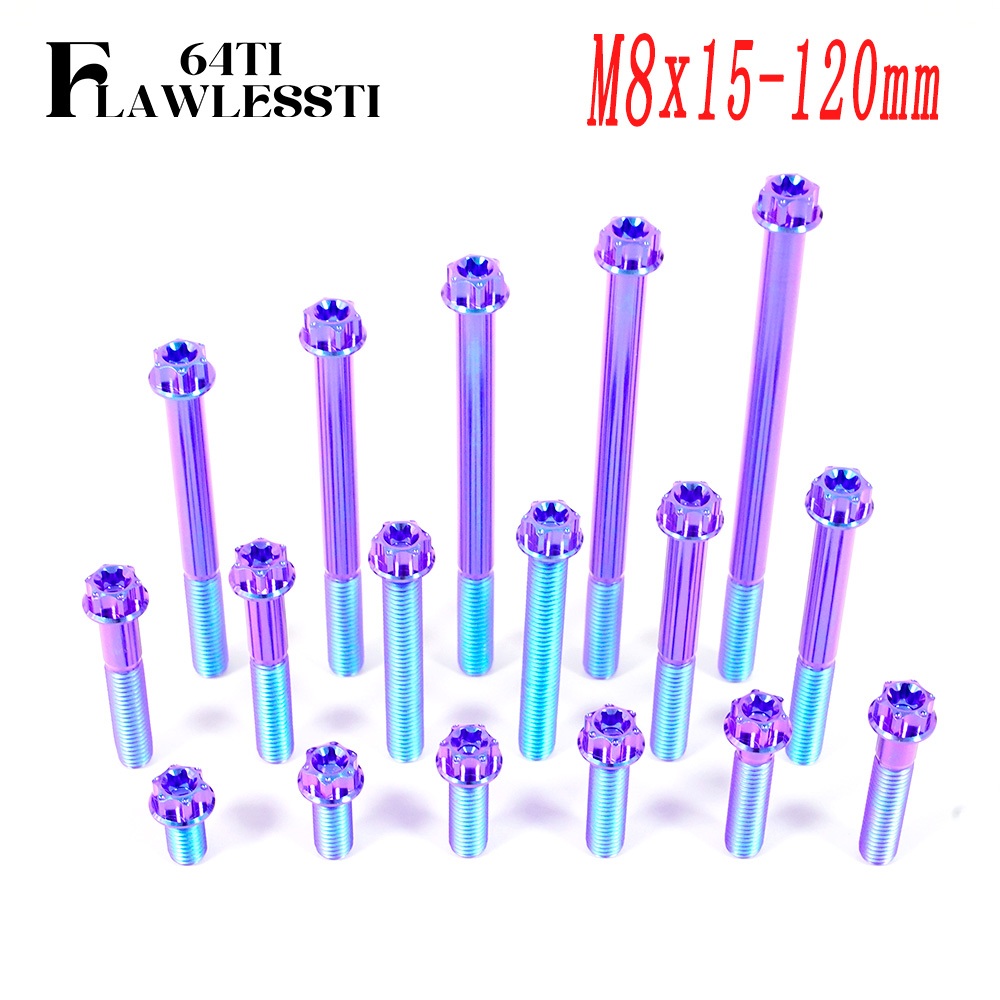 FLAWLESSTI M8x15-120 มม G5 ไทเทเนียม Bolt ท่อไอเสียจับบาร์ Bolt Brembo Caliper Bolt Shock ด้านหลัง Bracket Bolt สําหรับ Honda Forza 350 Giorno 125 PCX 160 Wave 125i Yamaha Xmax 300