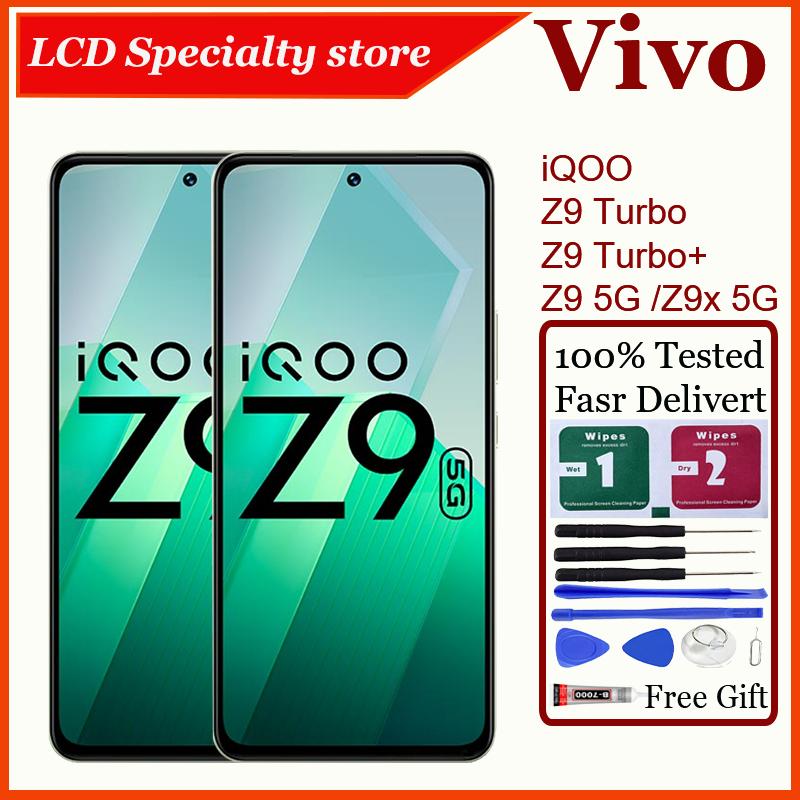 AMOLED สําหรับ Vivo iQOO Z9 5G Z9 5G Z9 Turbo Z9 Turbo + Z9x 5G จอแสดงผล LCD หน้าจอสัมผัสเปลี่ยน