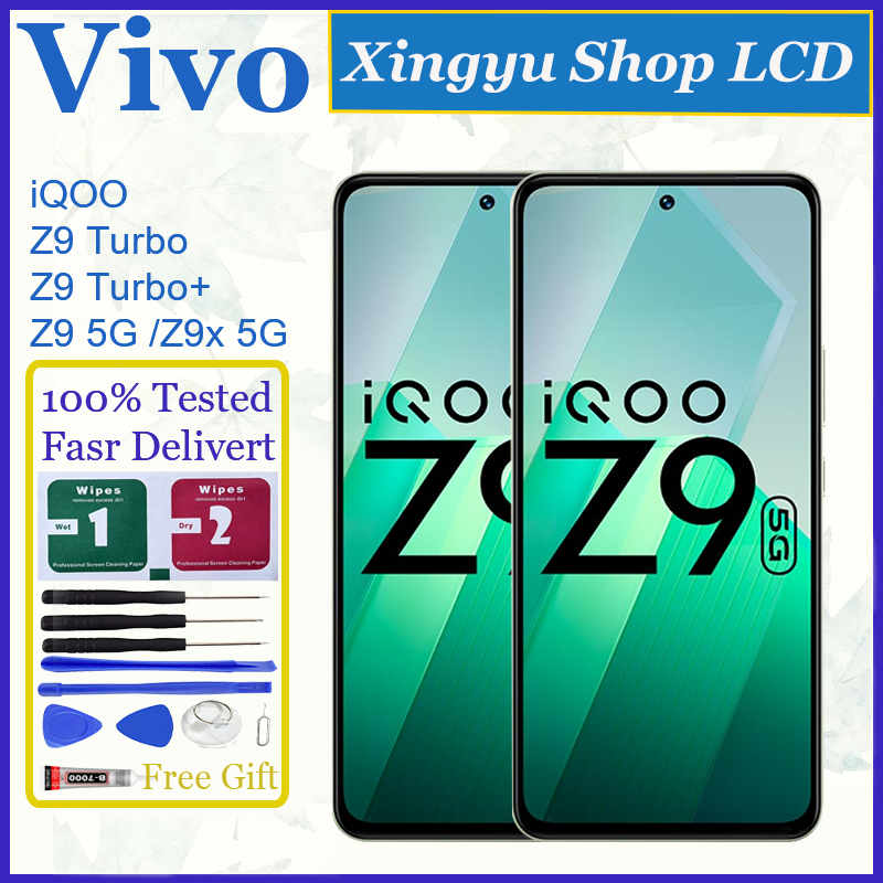 Original AMOLED สําหรับ Vivo iQOO Z9 5G Z9 5G (จีน) Z9 Turbo Z9 Turbo + Z9x 5G จอแสดงผล LCD หน้าจอสั