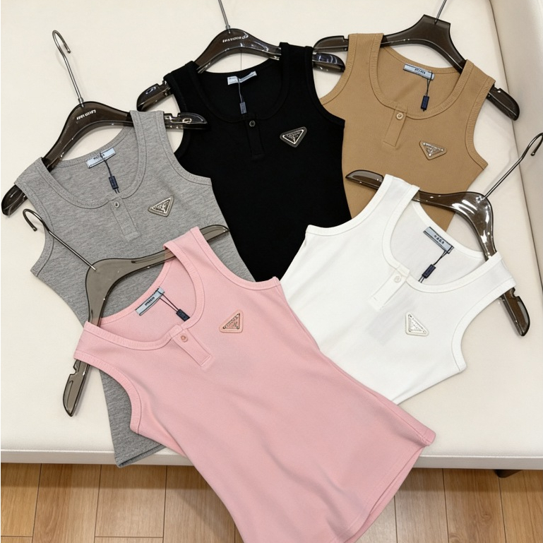 (มีแท็ก)ผู้หญิงเสื้อยืดใหม่เสื้อกล้ามสายเดี่ยวแขนกุดผ้าฝ้าย0323