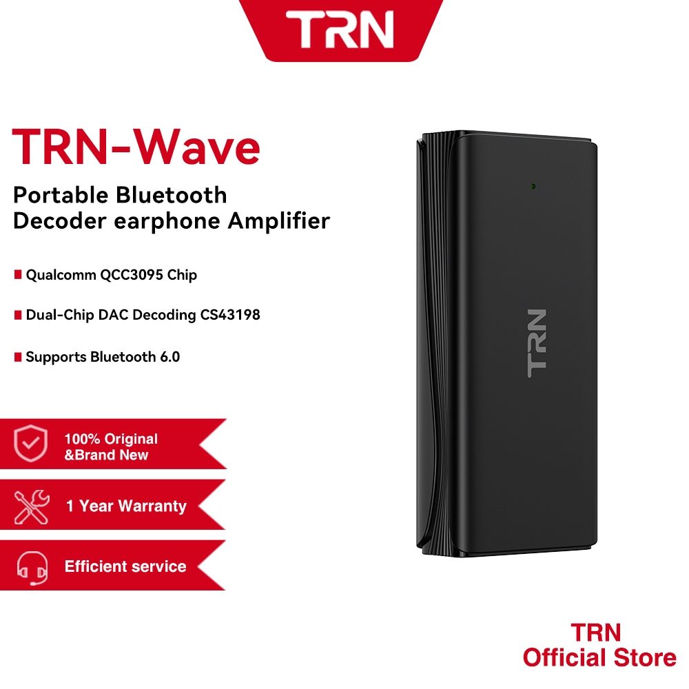 TRN WAVE Type-C HiFi Dual CS43198 DAC Qualcomm Qcc3095 ชิปหูฟังแบบพกพาถอดรหัสเสียง