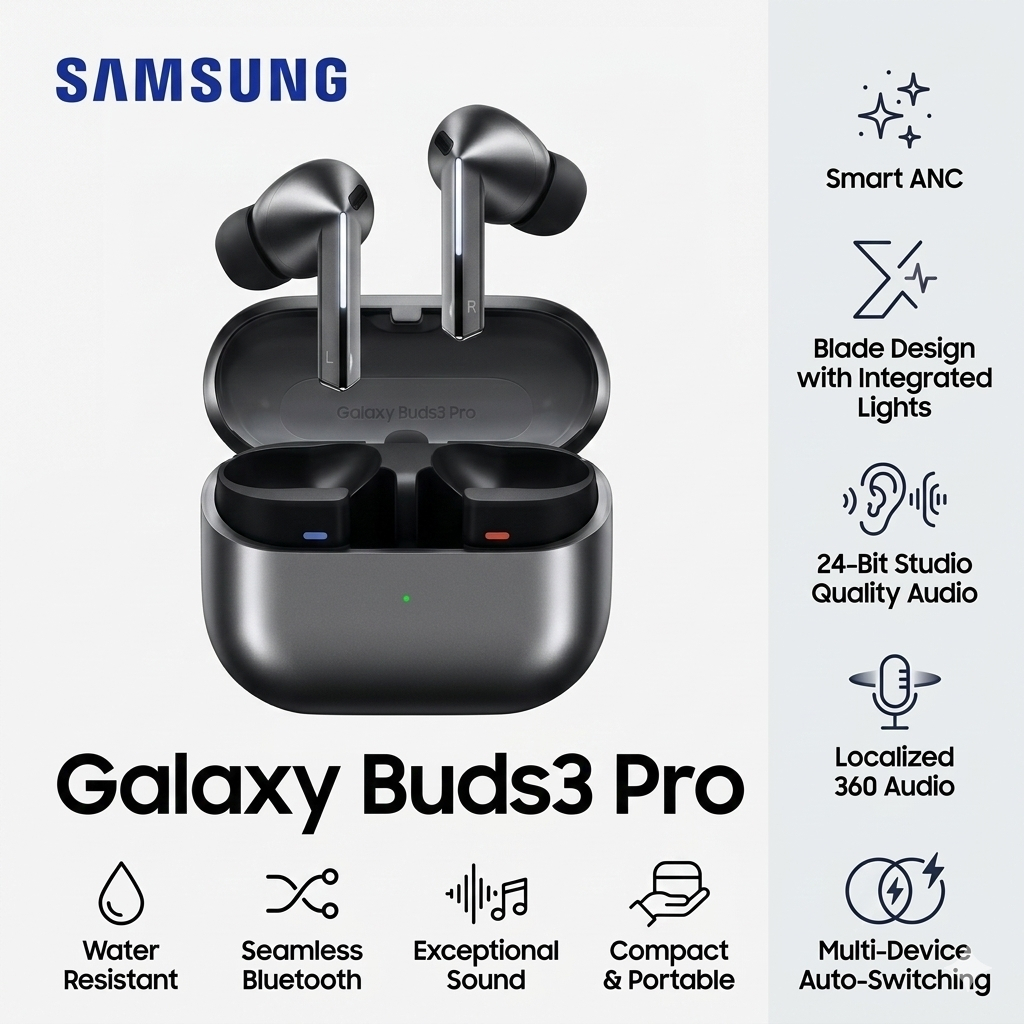 Sam sung Galaxy Buds 3 Pro ชุดหูฟังไร้สายตัดเสียงรบกวน Hi-Fi IP57 กันน้ํา อายุการใช้งานแบตเตอรี่ 29 ชั่วโมง