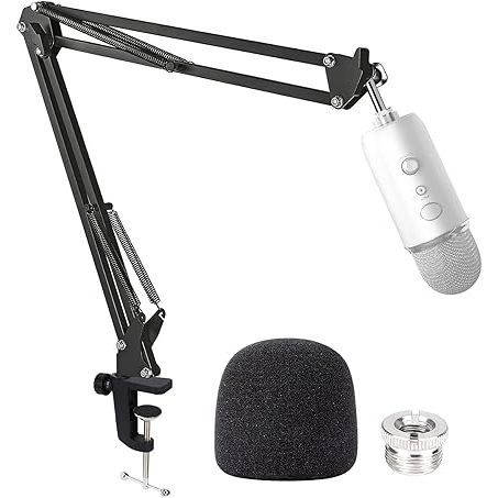 Blue Yeti Mic Boom Arm พร้อมกระจกโฟม,ไมโครโฟน Suspension Boom Scissor Arm Stand พร้อม Pop Filter Cov
